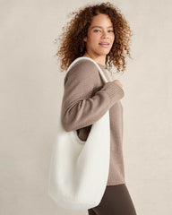 ANISE|IVORY CURLY SHERPA BUCKET TOTE | Talbots online