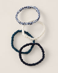 NAVY/JUNIPER/IVORY/TONAL WASHABLE SILK HAIR TIES - NAVY COMBO | Talbots outlet