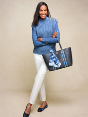 IVORY BUTTON SLEEVE FUNNEL NECK TEE | Talbots online