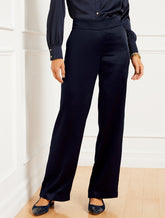 INDIGO BLUE WIDE LEG SATIN PANTS | Talbots sale