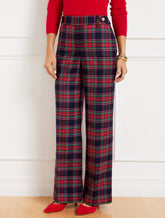INDIGO MULTI TALBOTS GREENWICH WIDE LEG PANTS - DASHING PLAID | Talbots online