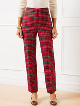 RED POP MULTI TAPERED ANKLE PANTS - APPLE CIDER PLAID | Talbots US