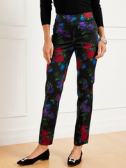 BLACK MULTI TALBOTS CHATHAM SLIM ANKLE PANTS - BLURRED FLORAL | Talbots for sale