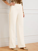 IVORY WIDE LEG PANTS - SEQUIN STRIPE | Talbots on sale