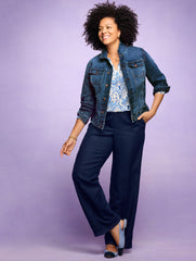 CAFE|INDIGO BLUE WIDE LEG PANTS | Talbots US