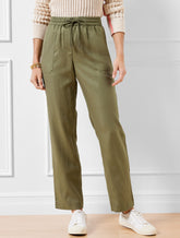 BURNT OLIVE|FAWN STRAIGHT LEG DRAWSTRING PANTS | Talbots sale