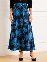 INDIGO MULTI SATIN MAXI SLIP SKIRT - FLOURISH FLORAL | Talbots near me
