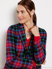 NERO MULTI OPEN FRONT BLAZER - LOG FIRE PLAID | Talbots sale