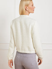 IVORY/SILVER SPARKLE TWEED BOMBER JACKET | Talbots near me