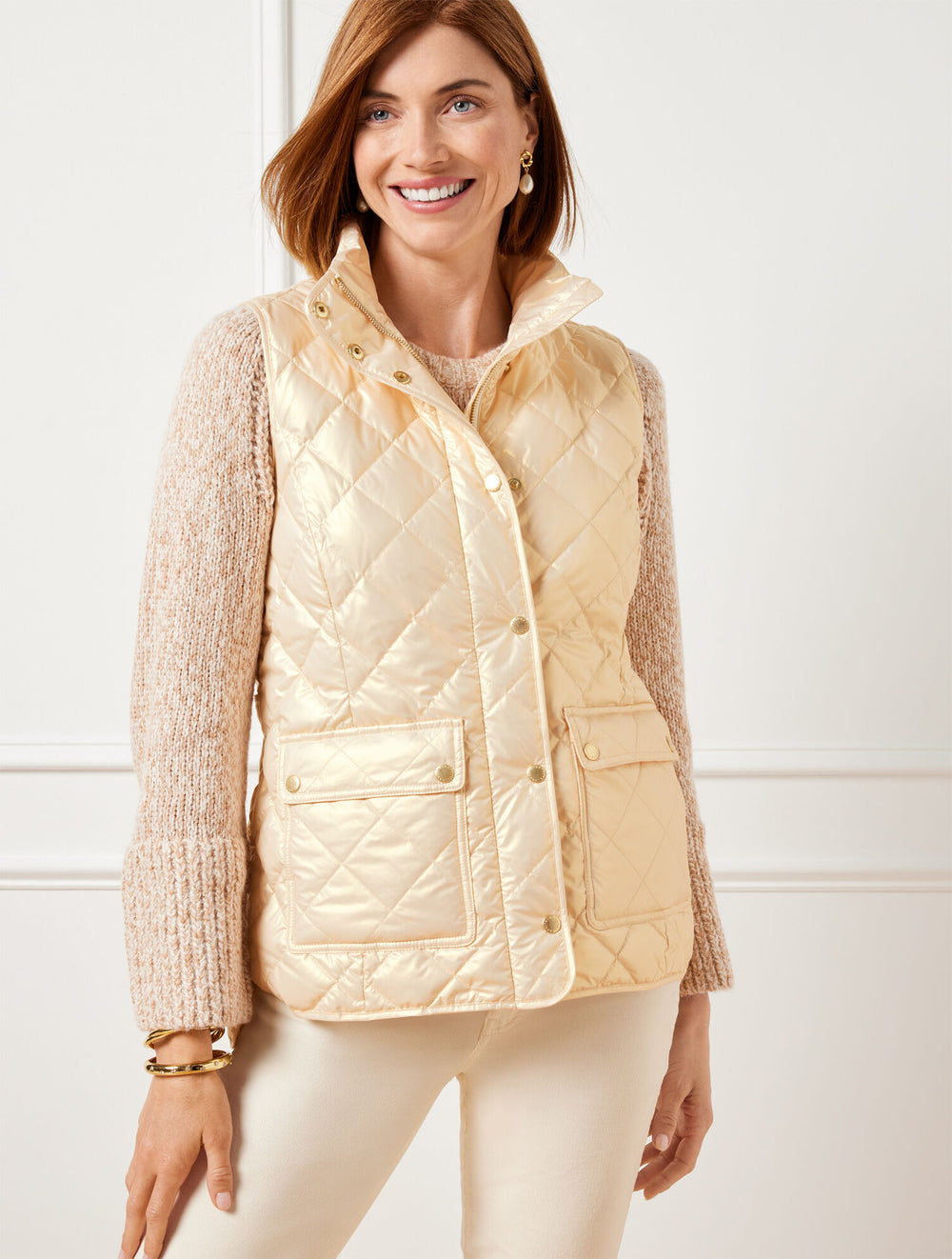CLOUD|SNOWBOUND BLUE QUILTED DOWN PUFFER VEST - PEARLIZED | Talbots online