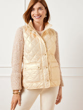 CLOUD|SNOWBOUND BLUE QUILTED DOWN PUFFER VEST - PEARLIZED | Talbots online