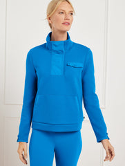 BOLD BLUE BUTTON UP PULLOVER | Talbots online
