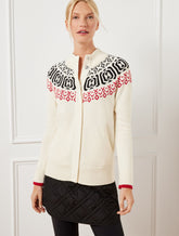 IVORY MULTI SNAP FRONT SWEATER JACKET - WINTERY GEO | Talbots discount