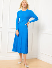BOLD BLUE TWIST FRONT RIBBED SWEATER DRESS | Talbots discount