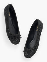 BLACK BLAIR RHINESTONE SUEDE BALLET FLATS | Talbots outlet