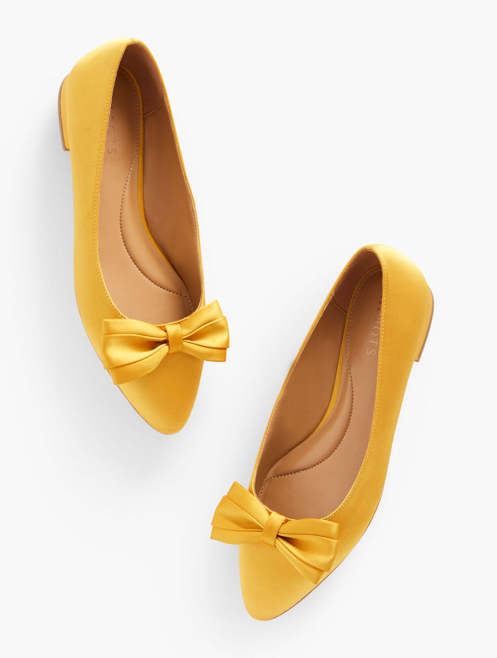 SAFFRON EDISON BOW SATIN FLATS | Talbots discount