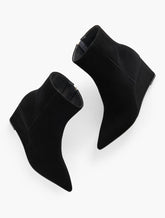 BLACK EMMA SUEDE WEDGE BOOTIE | Talbots discount