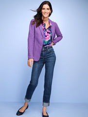 STUNNING PINK MULTI SMOCKED RUFFLE NECK TOP - DELICATE FLORAL | Talbots US