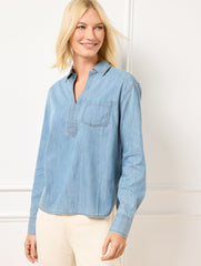 LAKESHORE BLUE WASH DENIM SHORT SHIRT | Talbots online