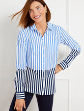 VISTA BLUE/INDIA INK MODERN CLASSIC SHIRT - WONDER STRIPE | Talbots for sale