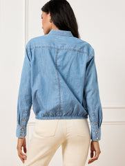 SEA BLUE WASH TIE FRONT DENIM TOP | Talbots online