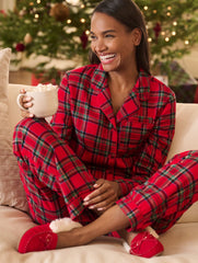 RED POP MULTI COTTON FLANNEL PAJAMA SET - SOLSTICE PLAID | Talbots near me
