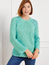 GLEAM/OPAL BLUE SHAKER STITCH SWEATER - MARL | Talbots sale