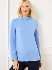 CORAL PEACH|IVORY|VISTA BLUE FUNNEL NECK SWEATER | Talbots online