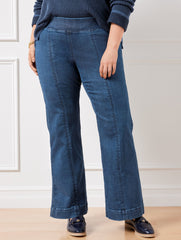 HANOVER WASH FLARE LEG PULL-ON TRAVEL JEANS - HANOVER WASH | Talbots discount