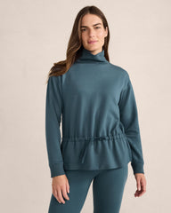 GRAPHITE HEATHER|NEPTUNE|HERON HEATHER FLEECE DRAWSTRING-WAIST MOCKNECK TOP | Talbots discount
