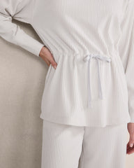 CHARCOAL HEATHER|FEATHER|HERON OTTOMAN RIB DRAWSTRING-WAIST TUNIC | Talbots on sale