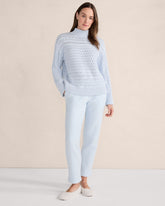 HERON|IVORY ORGANIC COTTON CABLE KNIT FUNNEL NECK SWEATER | Talbots for sale