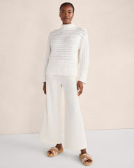 HERON|IVORY ORGANIC COTTON CABLE KNIT FUNNEL NECK SWEATER | Talbots for sale