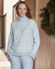 IVORY/CAFE LATTE ORGANIC COTTON JACQUARD SWEATER | Talbots outlet