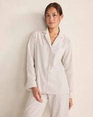 IVORY MULTI STRIPE ORGANIC COTTON POPLIN MULTI STRIPE PAJAMA SHIRT | Talbots outlet