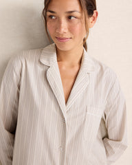 IVORY MULTI STRIPE ORGANIC COTTON POPLIN MULTI STRIPE PAJAMA SHIRT | Talbots outlet