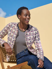 INDIGO/IVORY RIBBED CREWNECK TEE - JASMINE STRIPE | Talbots near me