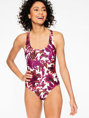 WILD ASTER MULTI AQUA CLUB SCOOP NECK ONE-PIECE SWIMSUIT - BALI BLOOMS | Talbots discount