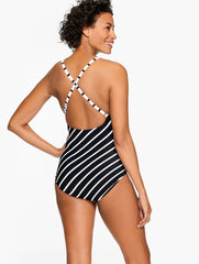 BLACK MIRACLESUIT® OPP SWITCH ONE PIECE - ROCKSPORT STRIPE | Talbots for sale