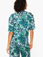 VISTA BLUE MULTI AQUA CLUB GAUZE POPOVER SHIRT COVER-UP - BALI BLOOMS | Talbots online