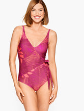 WILD ASTER MULTI SUN OCEAN SAND V-NECK WRAP ONE PIECE - OUTLINED FLORAL | Talbots for sale