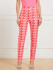 IVORY/RED PEPPER TALBOTS CHATHAM SLIM ANKLE PANTS - FLORAL JACQUARD | Talbots online