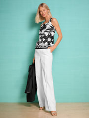 WHITE TALBOTS GREENWICH WIDE LEG LINEN PANTS - WHITE | Talbots US
