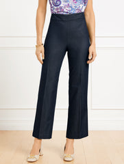 NAVY REFINED DENIM SLIM WIDE ANKLE PANTS | Talbots for sale
