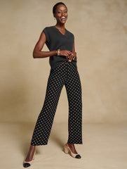BLACK MULTI SLIM WIDE ANKLE PANTS - DAISY DOT | Talbots near me