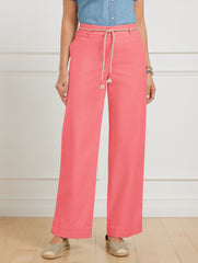 INDIGO BLUE|PINK ROSETTE|WHITE WIDE ANKLE PANTS | Talbots outlet