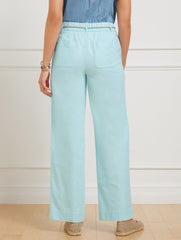 INDIGO BLUE|PINK ROSETTE|WHITE WIDE ANKLE PANTS | Talbots outlet