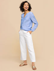 CAMELLIA ROSE WIDE CROP PULL-ON WASHED LINEN PANTS | Talbots sale