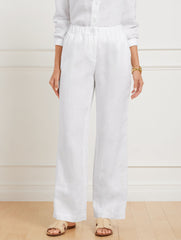 INDIGO BLUE|WHITE WIDE LEG WASHED LINEN PANTS | Talbots near me
