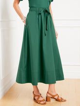 HERITAGE GREEN MODERN POPLIN DRAWSTRING SKIRT | Talbots sale